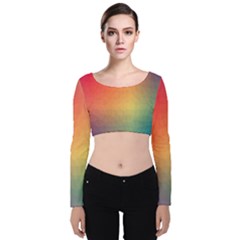 Colorful Rainbow Velvet Long Sleeve Crop Top by artworkshop