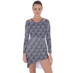 Grid Wire Mesh Stainless Rods Metal Asymmetric Cut-out Shift Dress by artworkshop