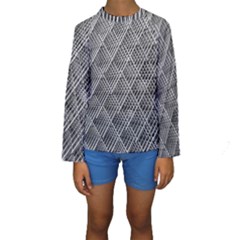 Grid Wire Mesh Stainless Rods Metal Kids  Long Sleeve Swimwear by artworkshop