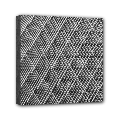 Grid Wire Mesh Stainless Rods Metal Mini Canvas 6  X 6  (stretched) by artworkshop