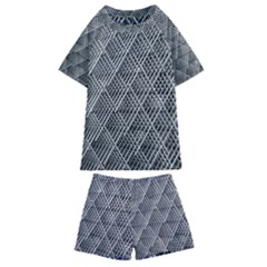 Grid Wire Mesh Stainless Rods Metal Kids  Swim Tee And Shorts Set by artworkshop