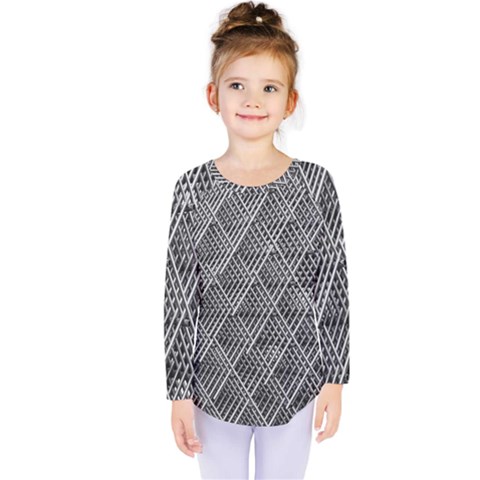 Grid Wire Mesh Stainless Rods Metal Kids  Long Sleeve Tee by artworkshop