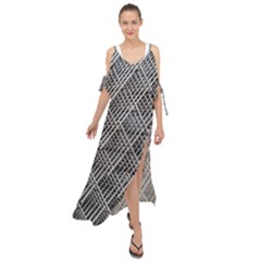 Grid Wire Mesh Stainless Rods Metal Maxi Chiffon Cover Up Dress by artworkshop