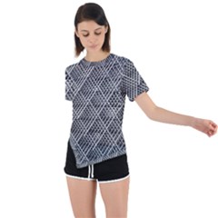 Grid Wire Mesh Stainless Rods Metal Asymmetrical Short Sleeve Sports Tee by artworkshop