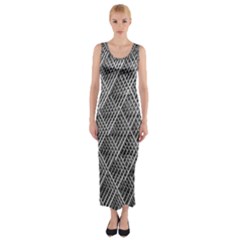 Grid Wire Mesh Stainless Rods Metal Fitted Maxi Dress by artworkshop