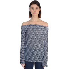 Grid Wire Mesh Stainless Rods Metal Off Shoulder Long Sleeve Top by artworkshop