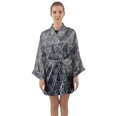 Grid Wire Mesh Stainless Rods Metal Long Sleeve Satin Kimono by artworkshop