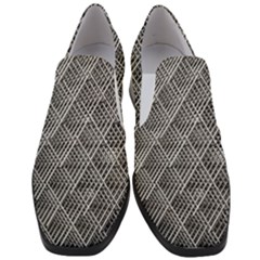 Grid Wire Mesh Stainless Rods Metal Women Slip On Heel Loafers