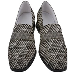 Grid Wire Mesh Stainless Rods Metal Women s Chunky Heel Loafers