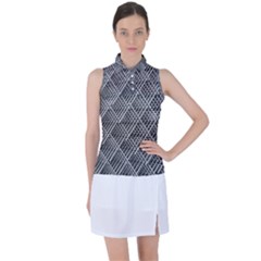 Grid Wire Mesh Stainless Rods Metal Women s Sleeveless Polo Tee