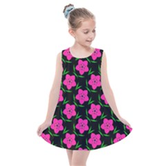 Pink Flowers Black  Kids  Summer Dress by FunDressesShop
