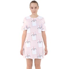 Fluffy Cat Pets Sixties Short Sleeve Mini Dress by artworkshop