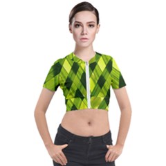 Leaves Grass Woven Short Sleeve Cropped Jacket by artworkshop