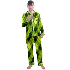 Leaves Grass Woven Men s Long Sleeve Satin Pajamas Set