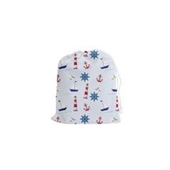 Lighthouse Sail Boat Seagull Drawstring Pouch (xs) by artworkshop