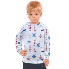 Lighthouse Sail Boat Seagull Kids  Hooded Pullover by artworkshop
