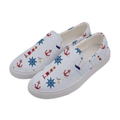 Lighthouse Sail Boat Seagull Women s Canvas Slip Ons by artworkshop