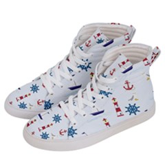 Lighthouse Sail Boat Seagull Women s Hi-top Skate Sneakers by artworkshop