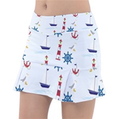 Lighthouse Sail Boat Seagull Classic Tennis Skirt