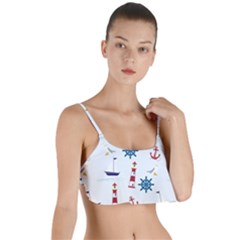 Lighthouse Sail Boat Seagull Layered Top Bikini Top  by artworkshop