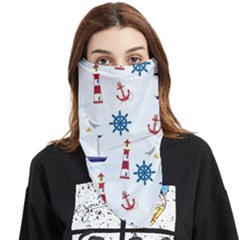 Lighthouse Sail Boat Seagull Face Covering Bandana (triangle) by artworkshop