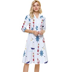 Lighthouse Sail Boat Seagull Classy Knee Length Dress by artworkshop