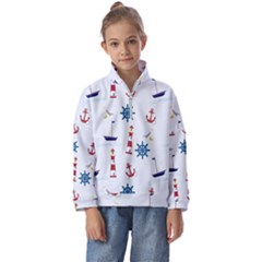 Lighthouse Sail Boat Seagull Kids  Half Zip Hoodie by artworkshop