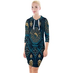 Abstract 001 Quarter Sleeve Hood Bodycon Dress by nate14shop