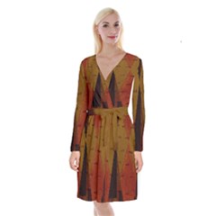 Abstract 004 Long Sleeve Velvet Front Wrap Dress by nate14shop