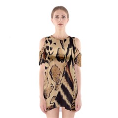 Animal-pattern-design-print-texture Shoulder Cutout One Piece Dress by nate14shop