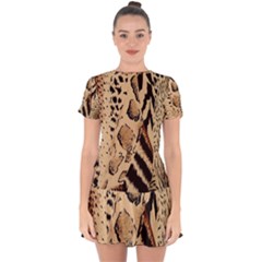Animal-pattern-design-print-texture Drop Hem Mini Chiffon Dress