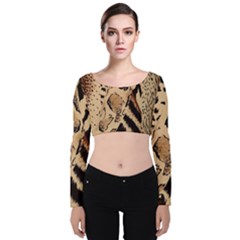 Animal-pattern-design-print-texture Velvet Long Sleeve Crop Top by nate14shop