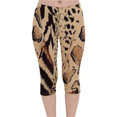 Animal-pattern-design-print-texture Velvet Capri Leggings  by nate14shop
