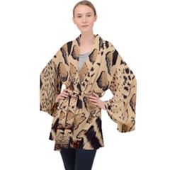Animal-pattern-design-print-texture Long Sleeve Velvet Kimono  by nate14shop