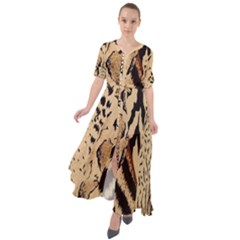 Animal-pattern-design-print-texture Waist Tie Boho Maxi Dress