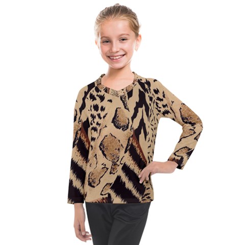 Animal-pattern-design-print-texture Kids  Long Mesh Tee by nate14shop