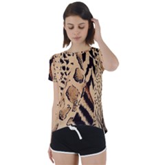 Animal-pattern-design-print-texture Short Sleeve Foldover Tee by nate14shop