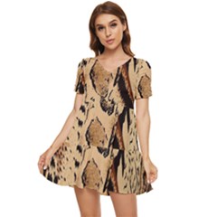 Animal-pattern-design-print-texture Tiered Short Sleeve Babydoll Dress by nate14shop