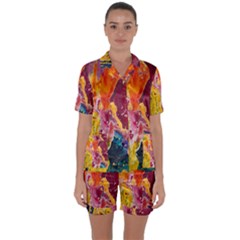 Art-color Satin Short Sleeve Pajamas Set by nate14shop