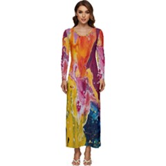 Art-color Long Sleeve Velour Longline Maxi Dress by nate14shop