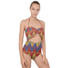 Aztec Scallop Top Cut Out Swimsuit by nate14shop