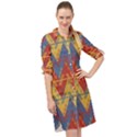 Aztec Long Sleeve Mini Shirt Dress View1