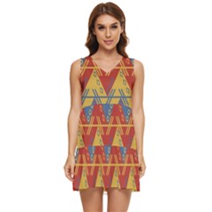 Aztec Tiered Sleeveless Mini Dress