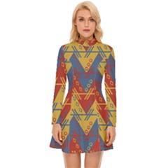 Aztec Long Sleeve Velour Longline Dress by nate14shop