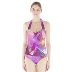 Background-color Halter Swimsuit by nate14shop