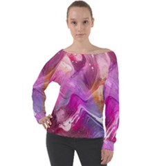 Background-color Off Shoulder Long Sleeve Velour Top by nate14shop