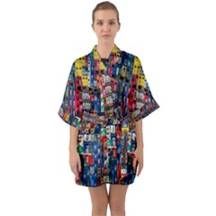 Beverages Half Sleeve Satin Kimono  by nate14shop