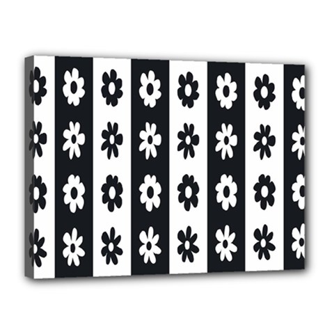 Black-and-white-flower-pattern-by-zebra-stripes-seamless-floral-for-printing-wall-textile-free-vecto Canvas 16  X 12  (stretched) by nate14shop