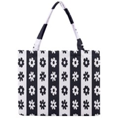 Black-and-white-flower-pattern-by-zebra-stripes-seamless-floral-for-printing-wall-textile-free-vecto Mini Tote Bag by nate14shop