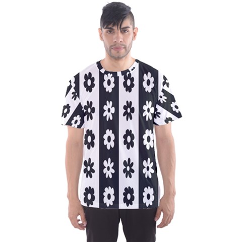 Black-and-white-flower-pattern-by-zebra-stripes-seamless-floral-for-printing-wall-textile-free-vecto Men s Sport Mesh Tee by nate14shop